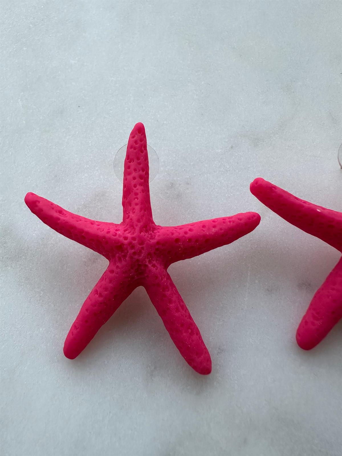 Fuşya Yıldız Tasarım Küpe