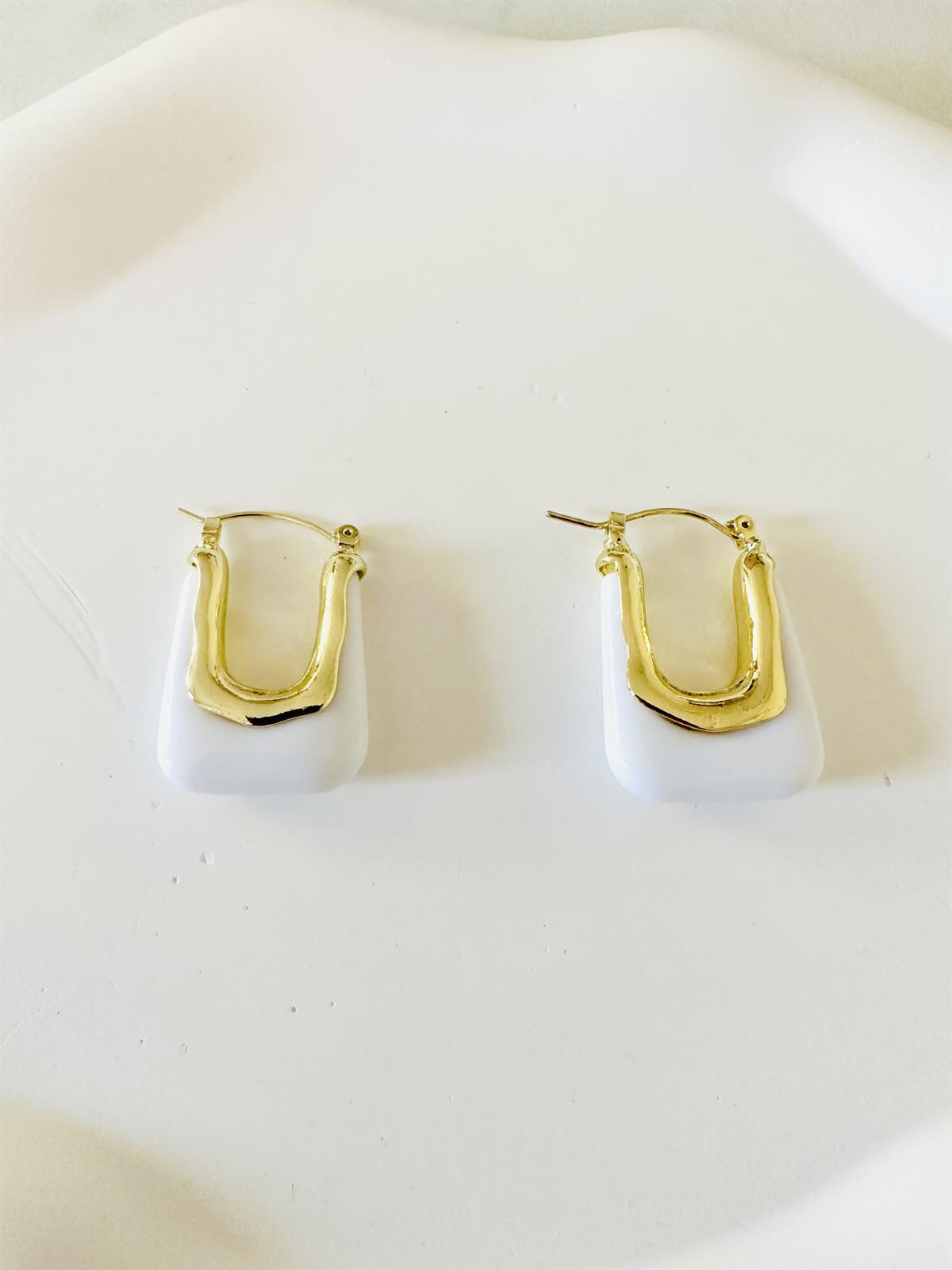 Gold Beyaz U Küpe