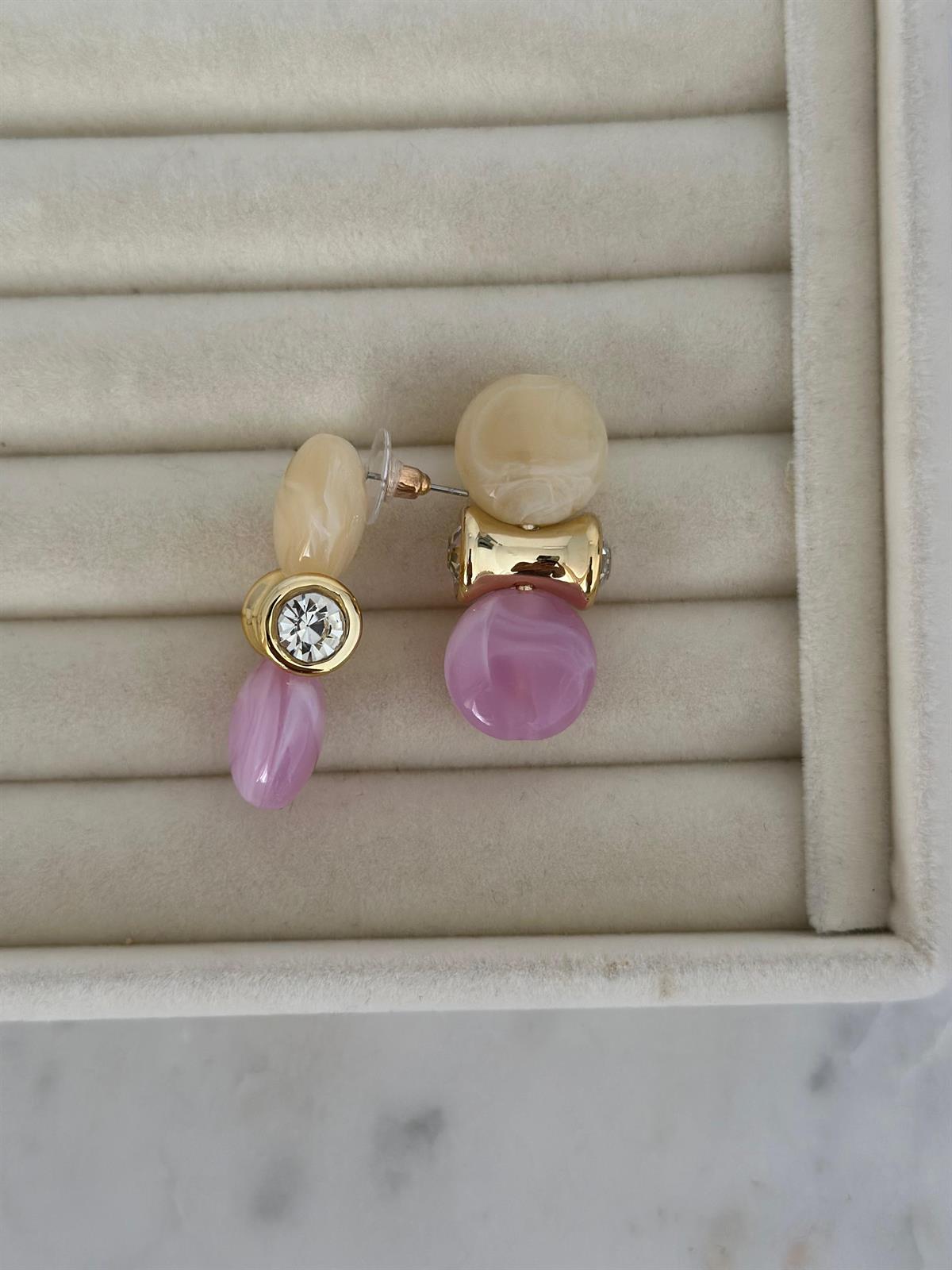 Gold Detay Lila Küpe