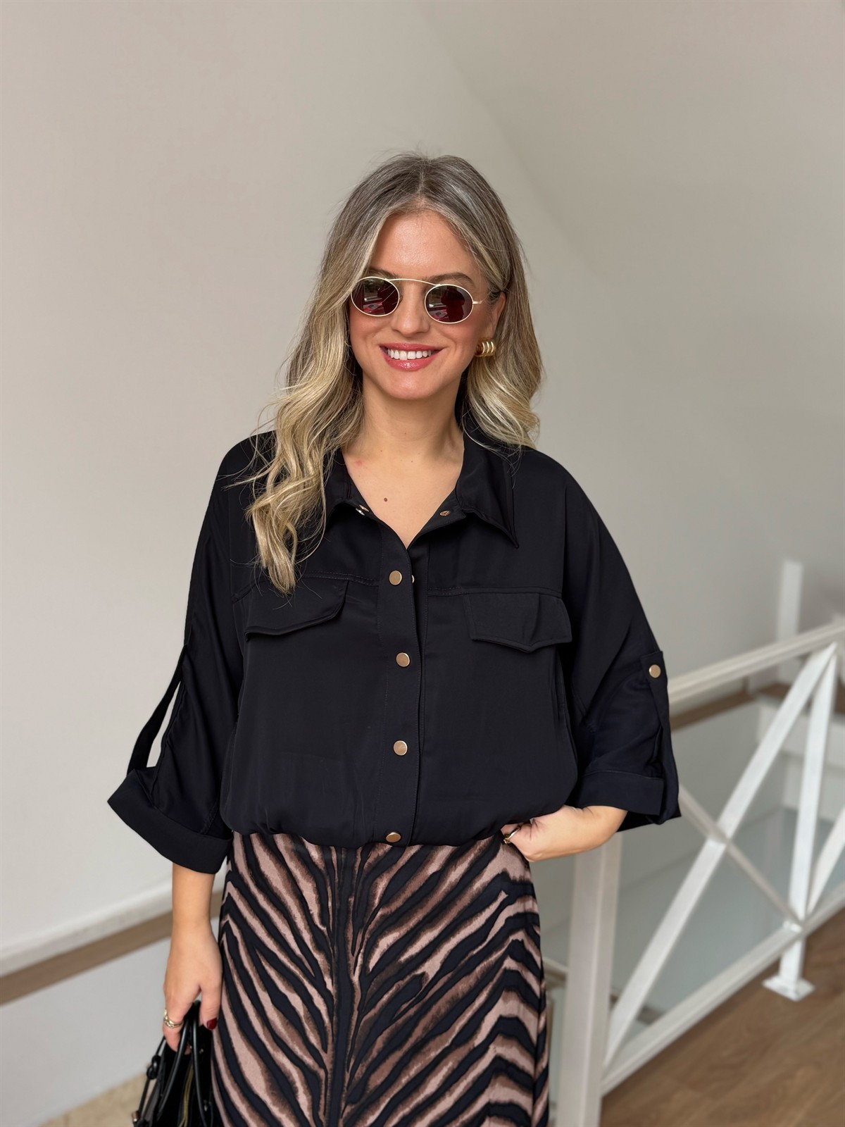 Gold Düğmeli Bomber Ceket 