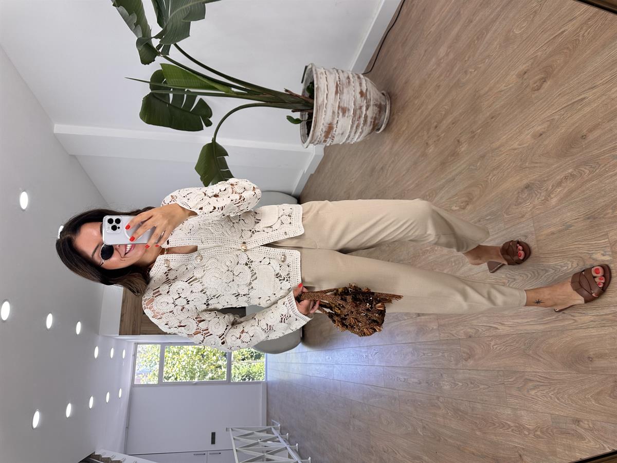 Gold Düğmeli Örme Hırka - Vizon