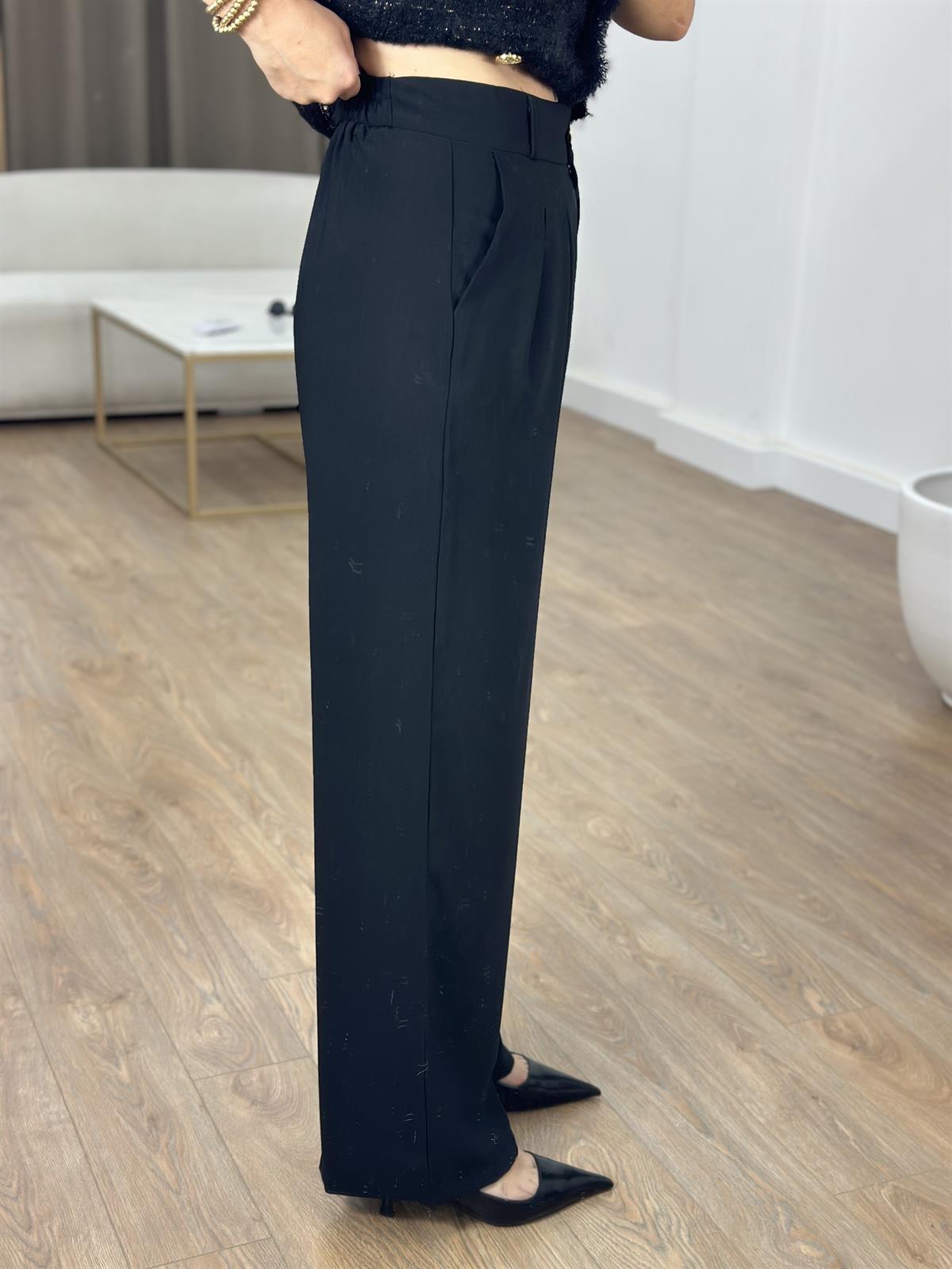 Gold Düğmeli Palazzo Pantolon - Siyah