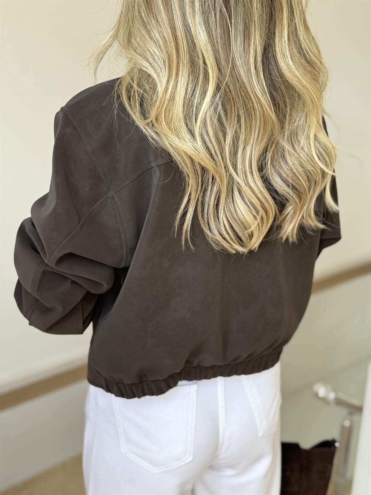 Gold Düğmeli Premium Süet Ceket - Koyu Kahve