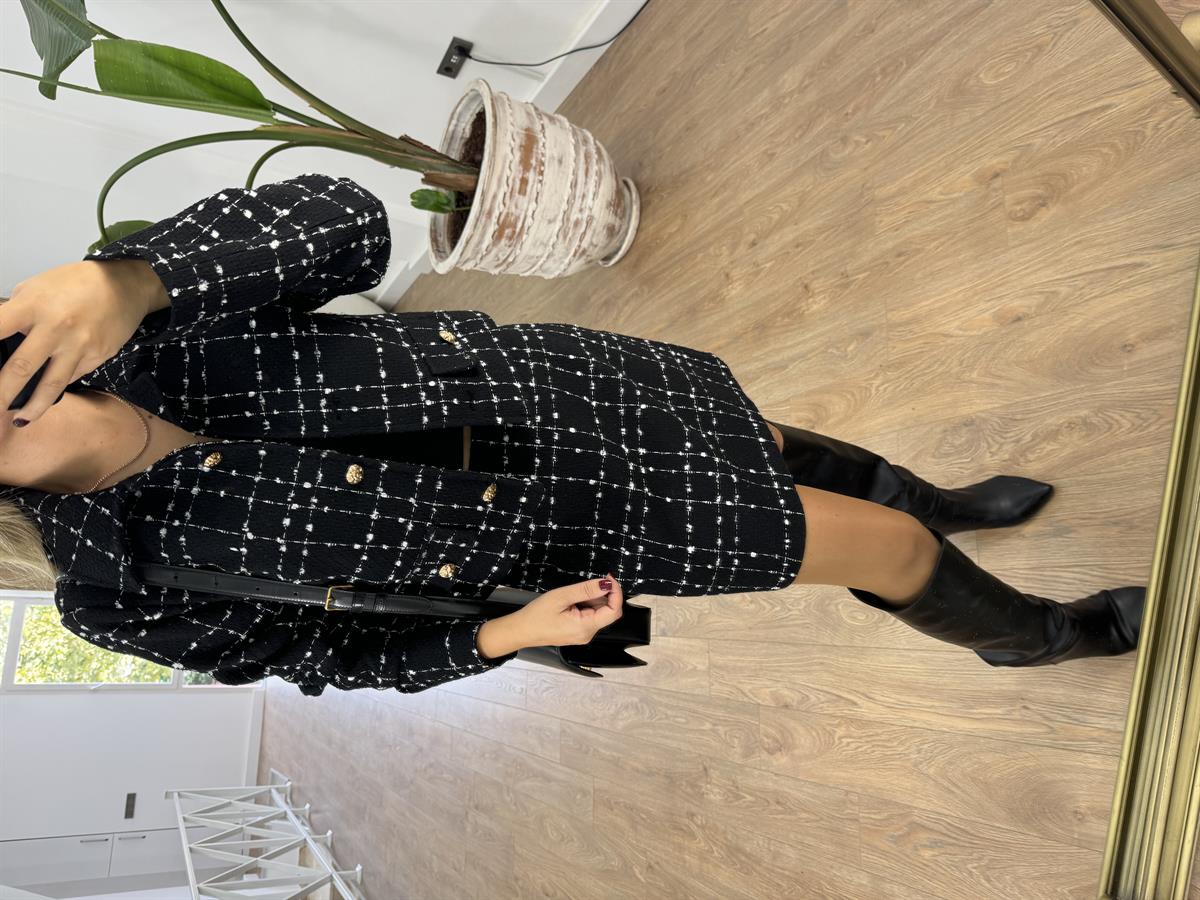 Gold Düğmeli Tüvit Takım - Siyah