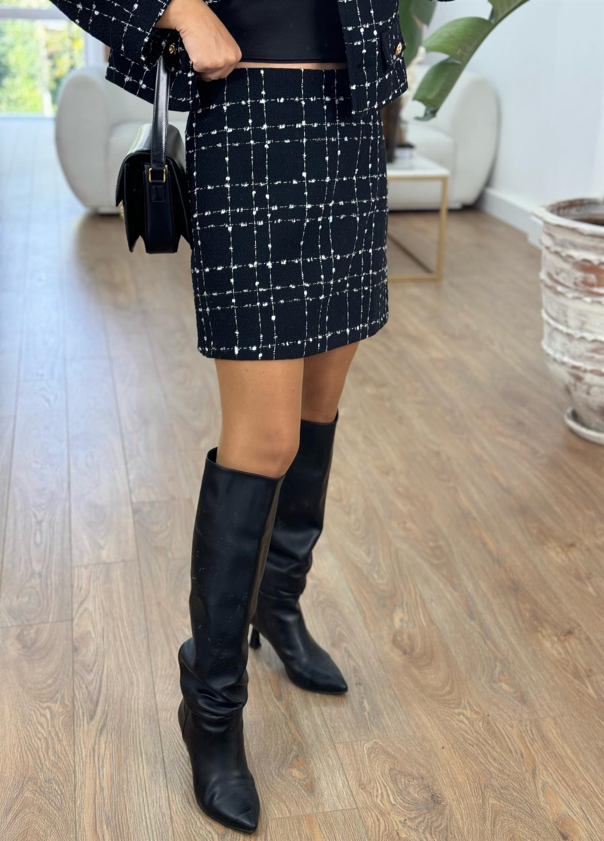 Gold Düğmeli Tüvit Takım - Siyah