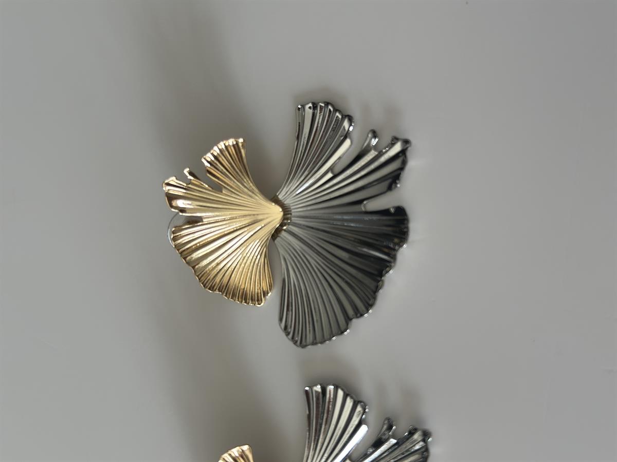 Gold Gümüş Çiçek Tasarım Küpe 5cm