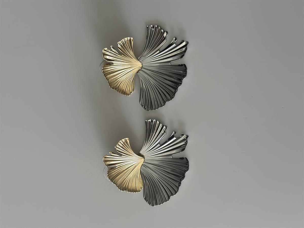 Gold Gümüş Çiçek Tasarım Küpe 5cm