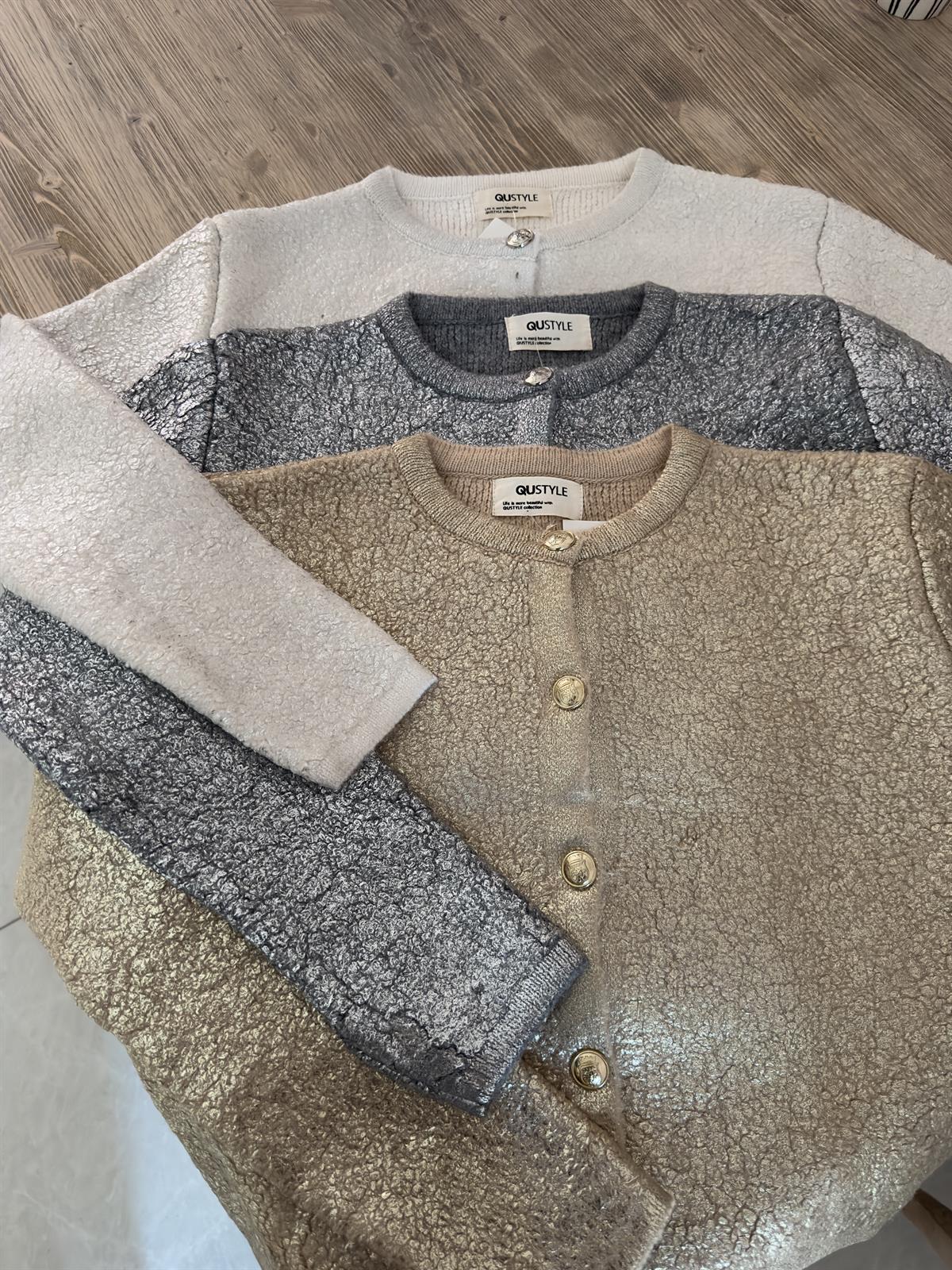 Gold Varaklı Teddy Hırka-Gold