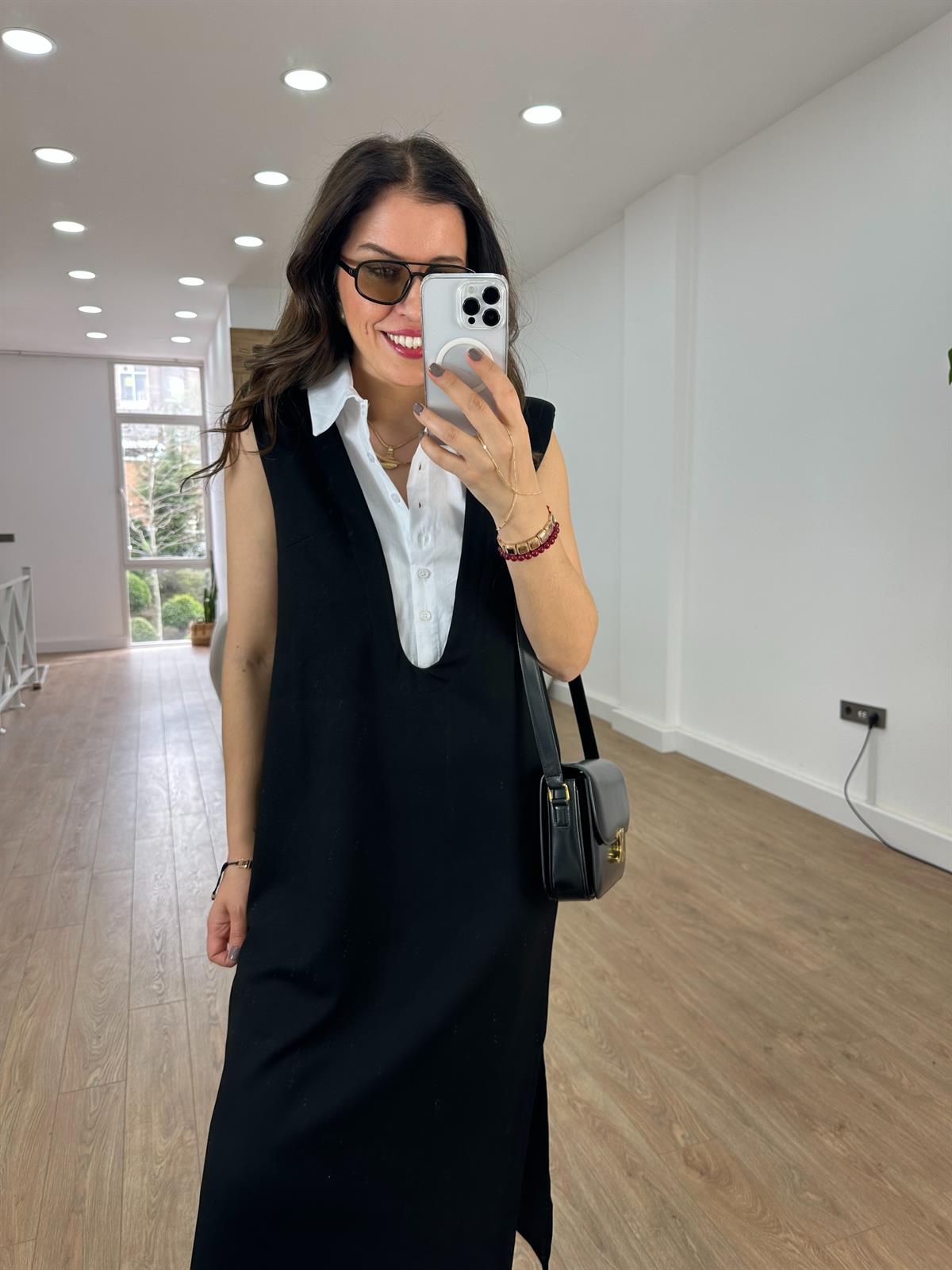 Gömlek Detaylı Modal Elbise