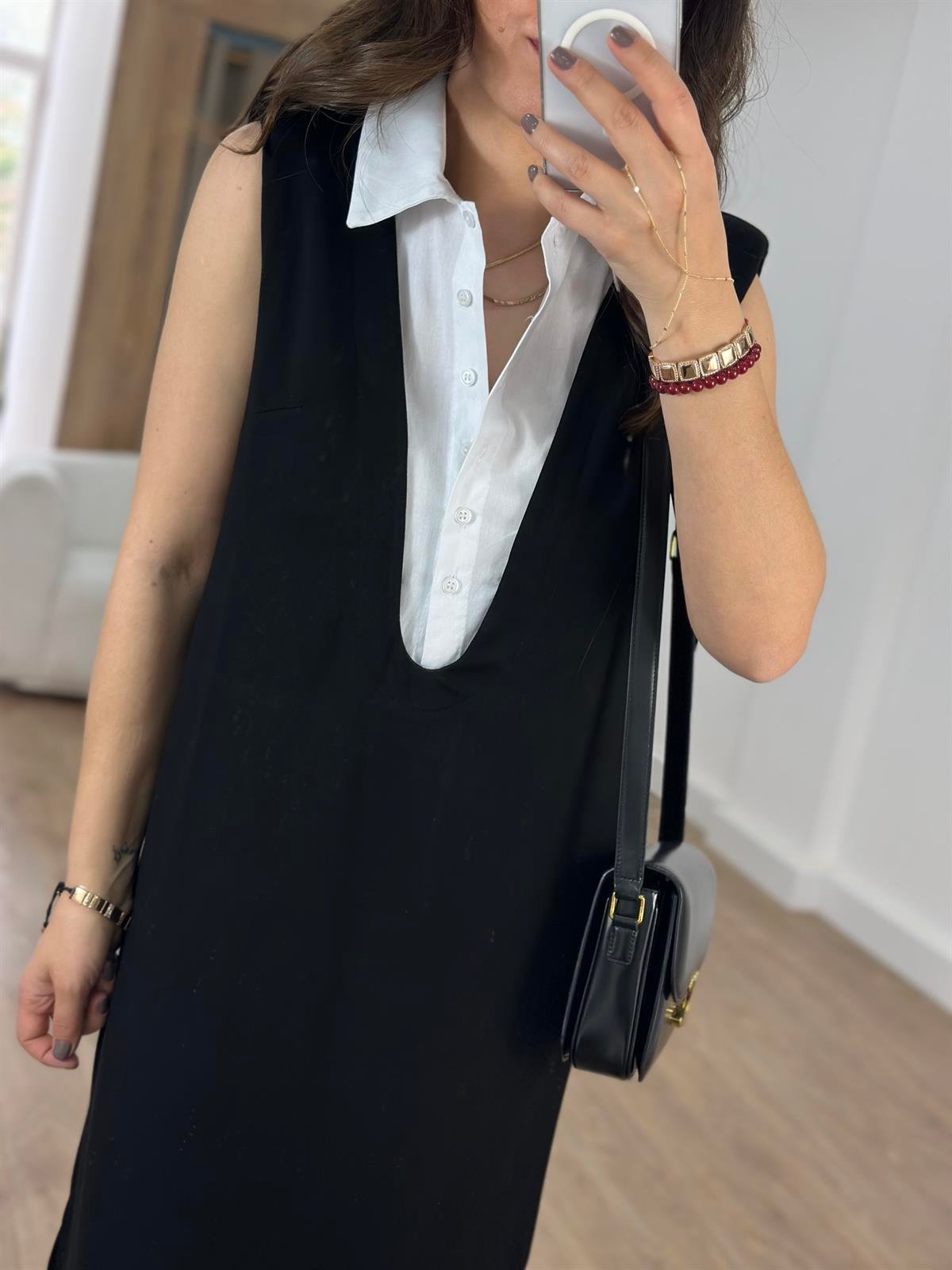 Gömlek Detaylı Modal Elbise