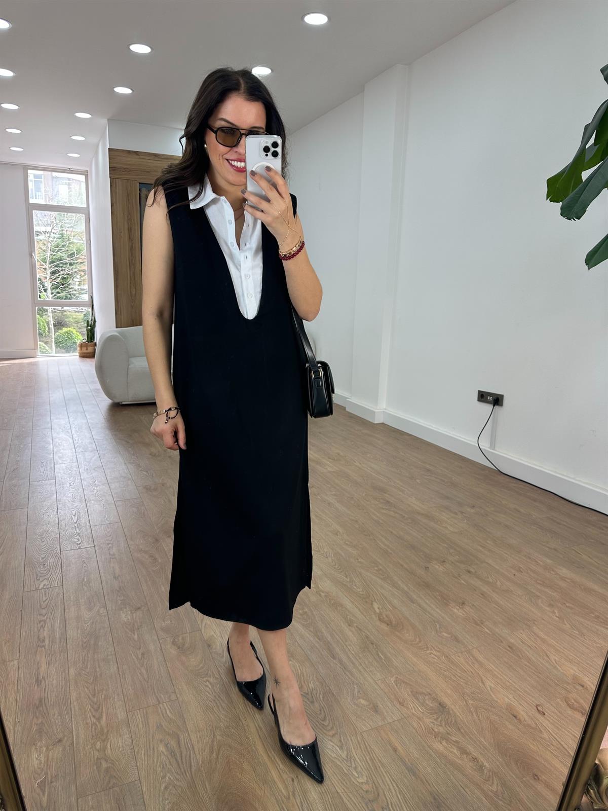 Gömlek Detaylı Modal Elbise