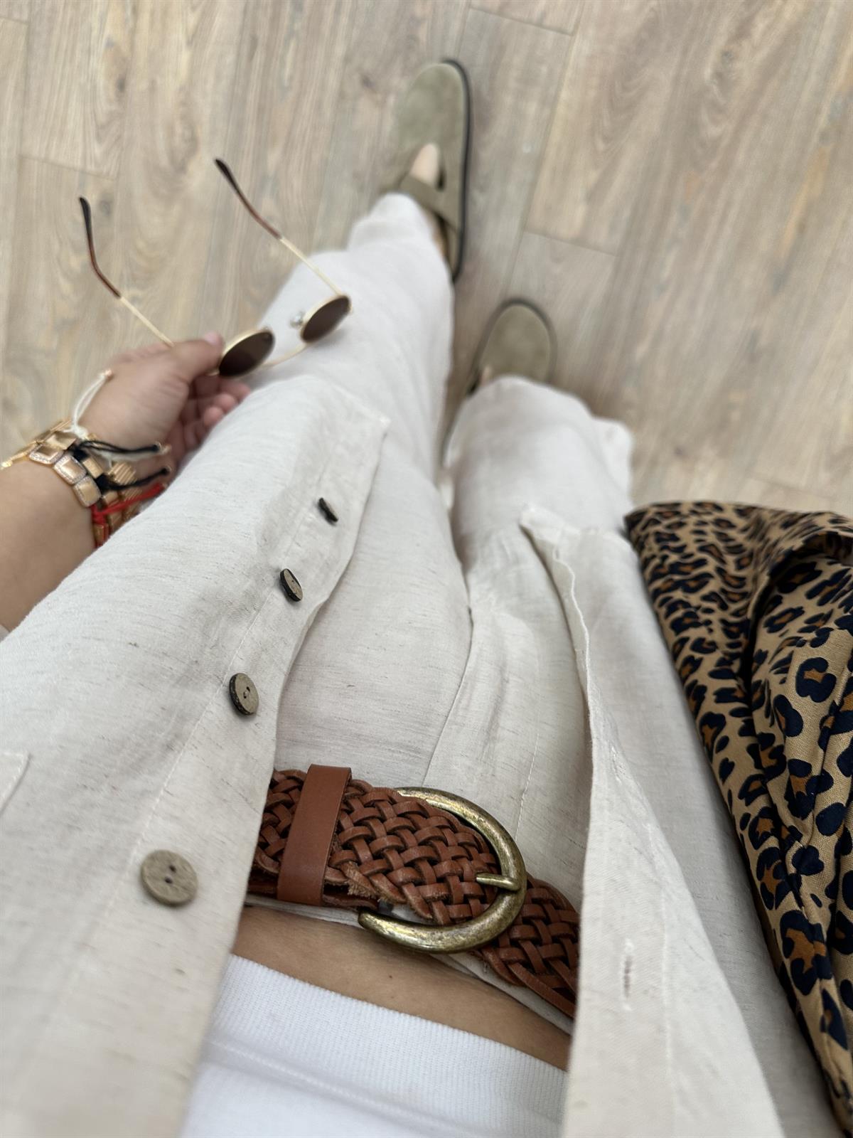 Gömlek Pantolon Keten Takım-Taş