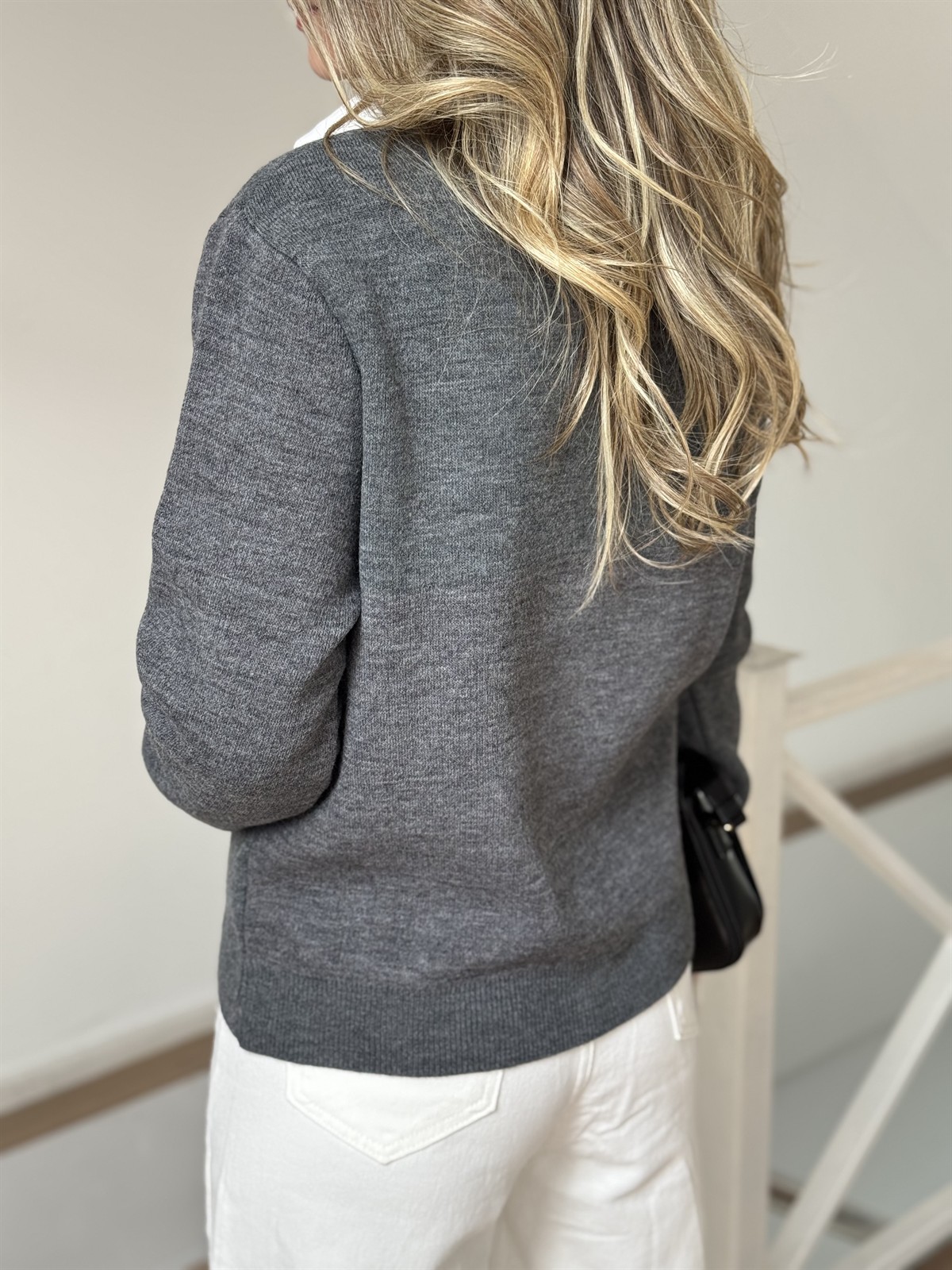 Gömlek Yaka Hırka - Antrasit