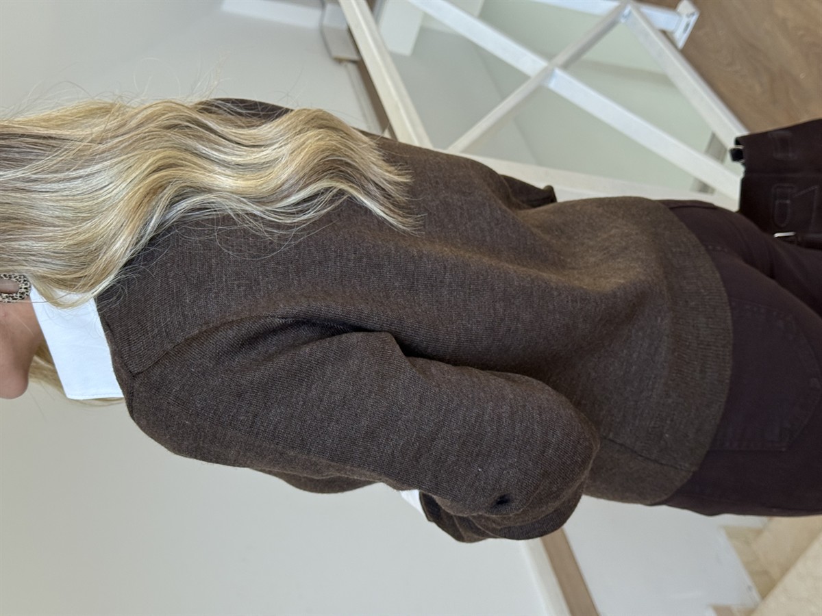 Gömlek Yaka Hırka - Kahverengi