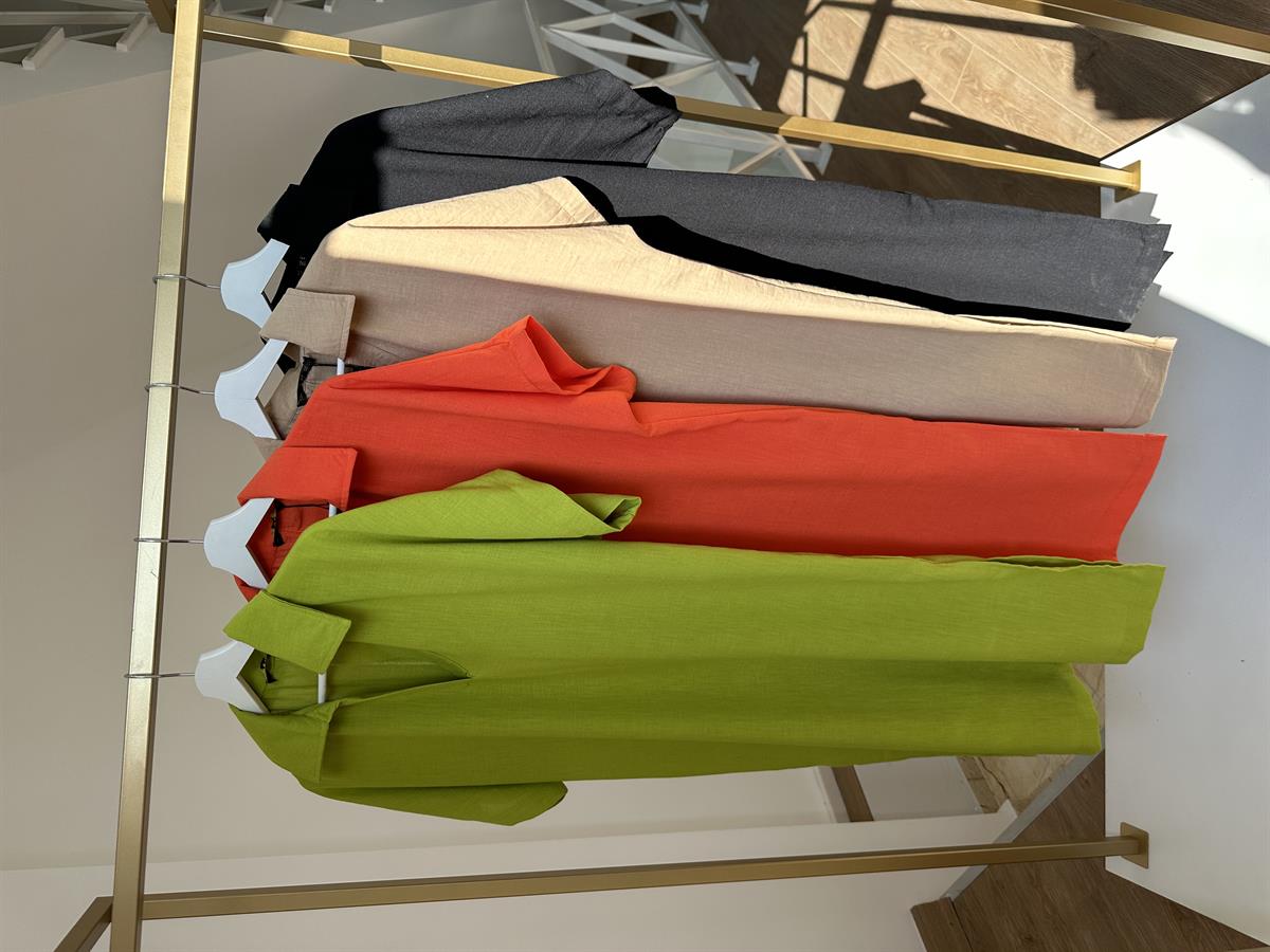 Gömlek Yaka Yırtmaçlı Salaş Elbise-Fıstık Yeşili