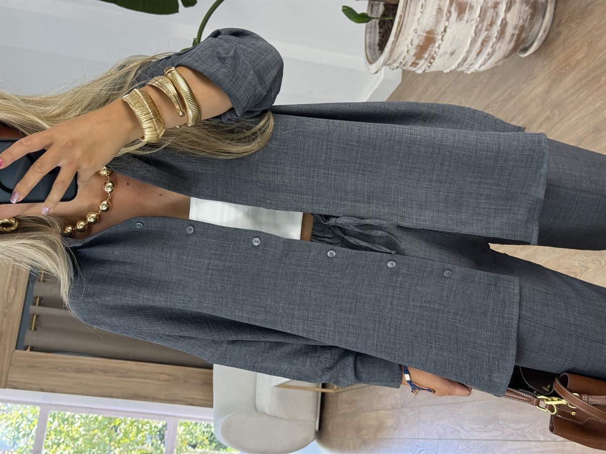 Gömlekli Keten Takım-Antrasit