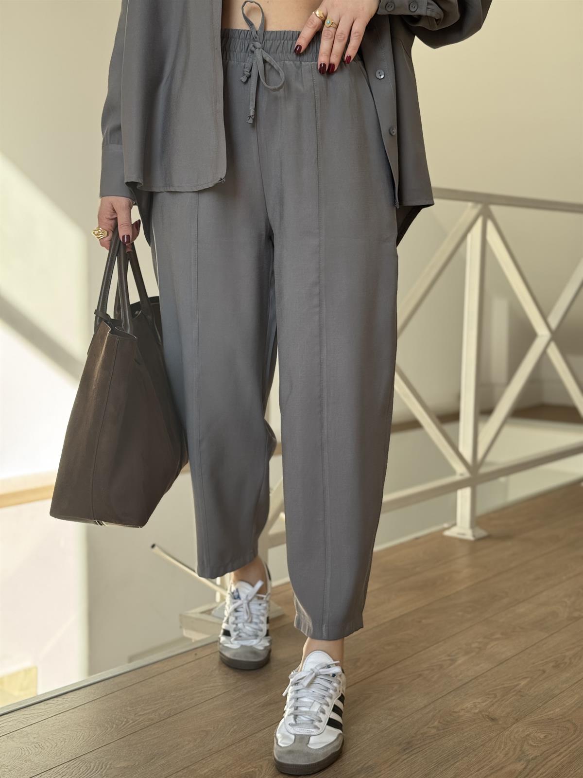 Gömlekli Modal Takım - Gri