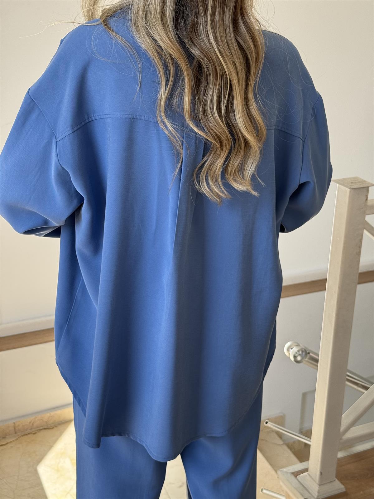 Gömlekli Modal Takım - Mavi