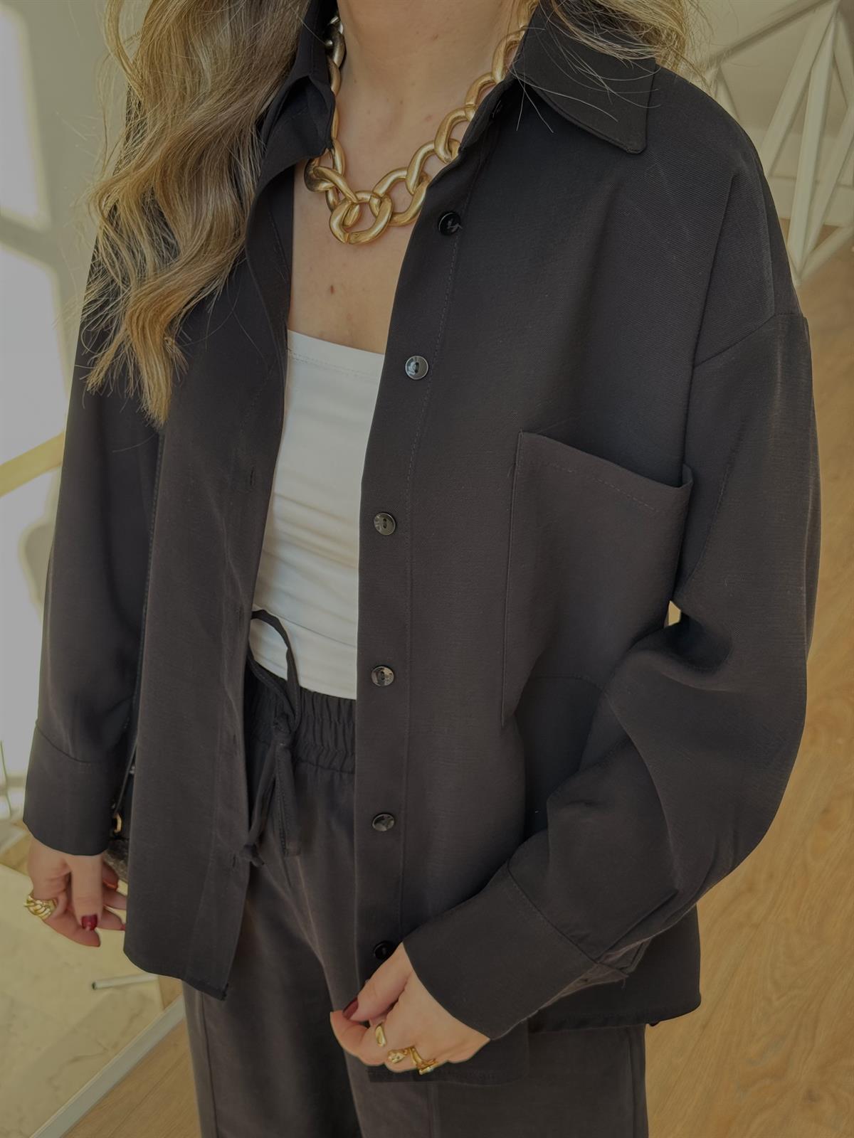 Gömlekli Modal Takım - Siyah