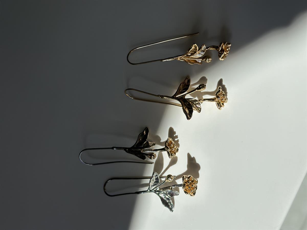 Gül Tasarım Silver-Gold Küpe