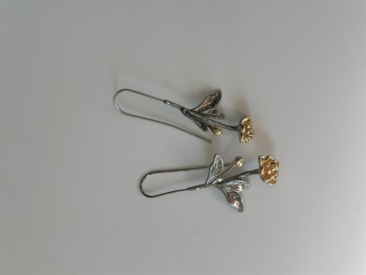 Gül Tasarım Silver-Gold Küpe