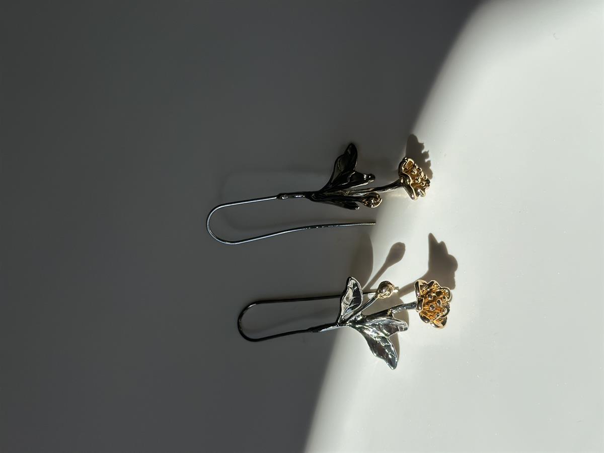 Gül Tasarım Silver-Gold Küpe