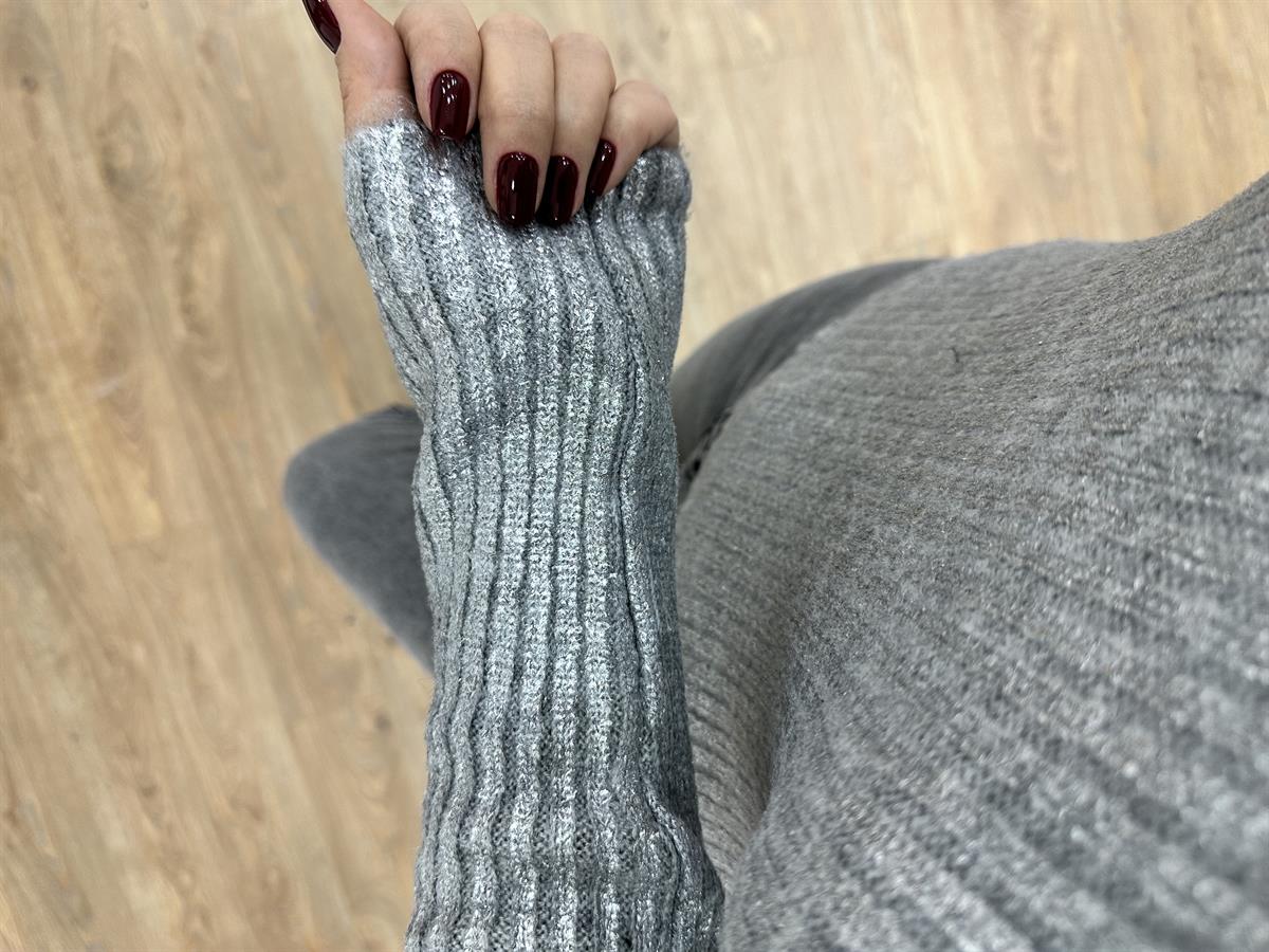 Gümüş Varaklı  Bisiklet Yaka Kazak