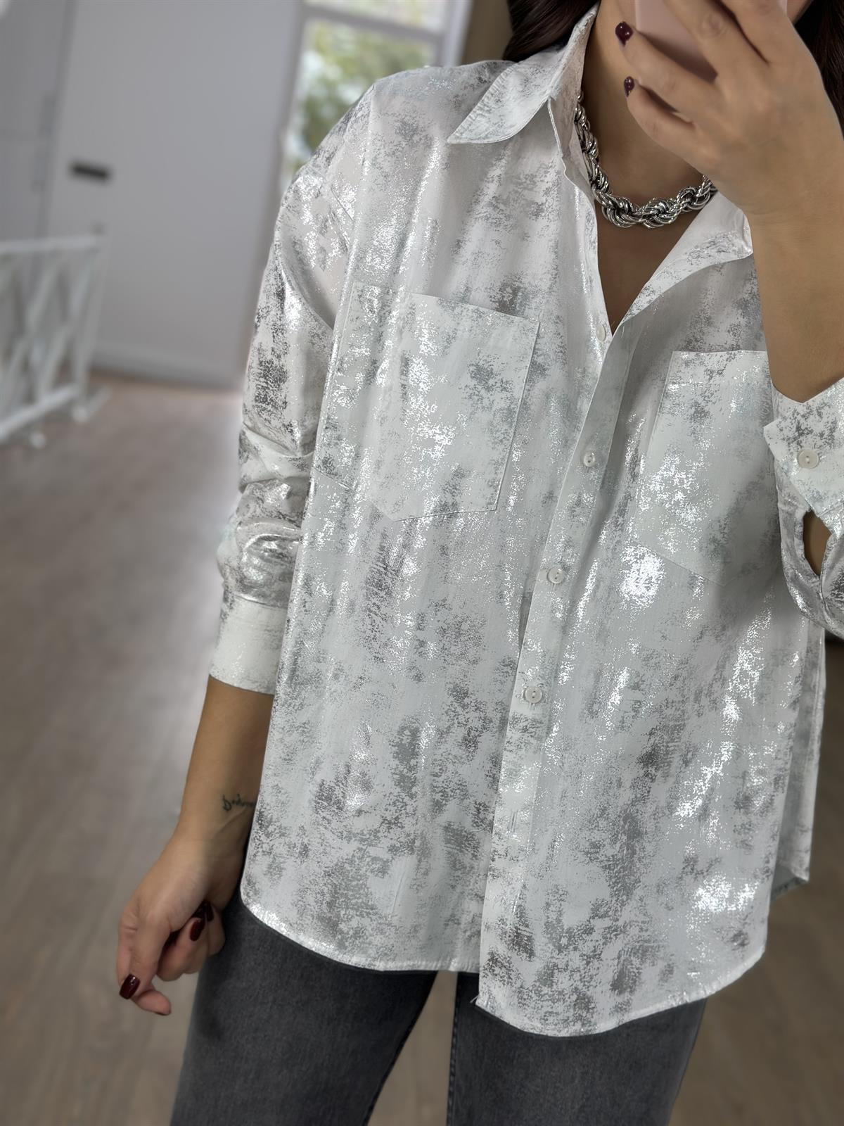 Gümüş Varaklı Salaş Gömlek