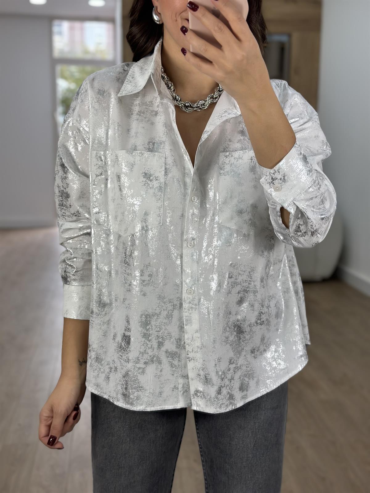 Gümüş Varaklı Salaş Gömlek