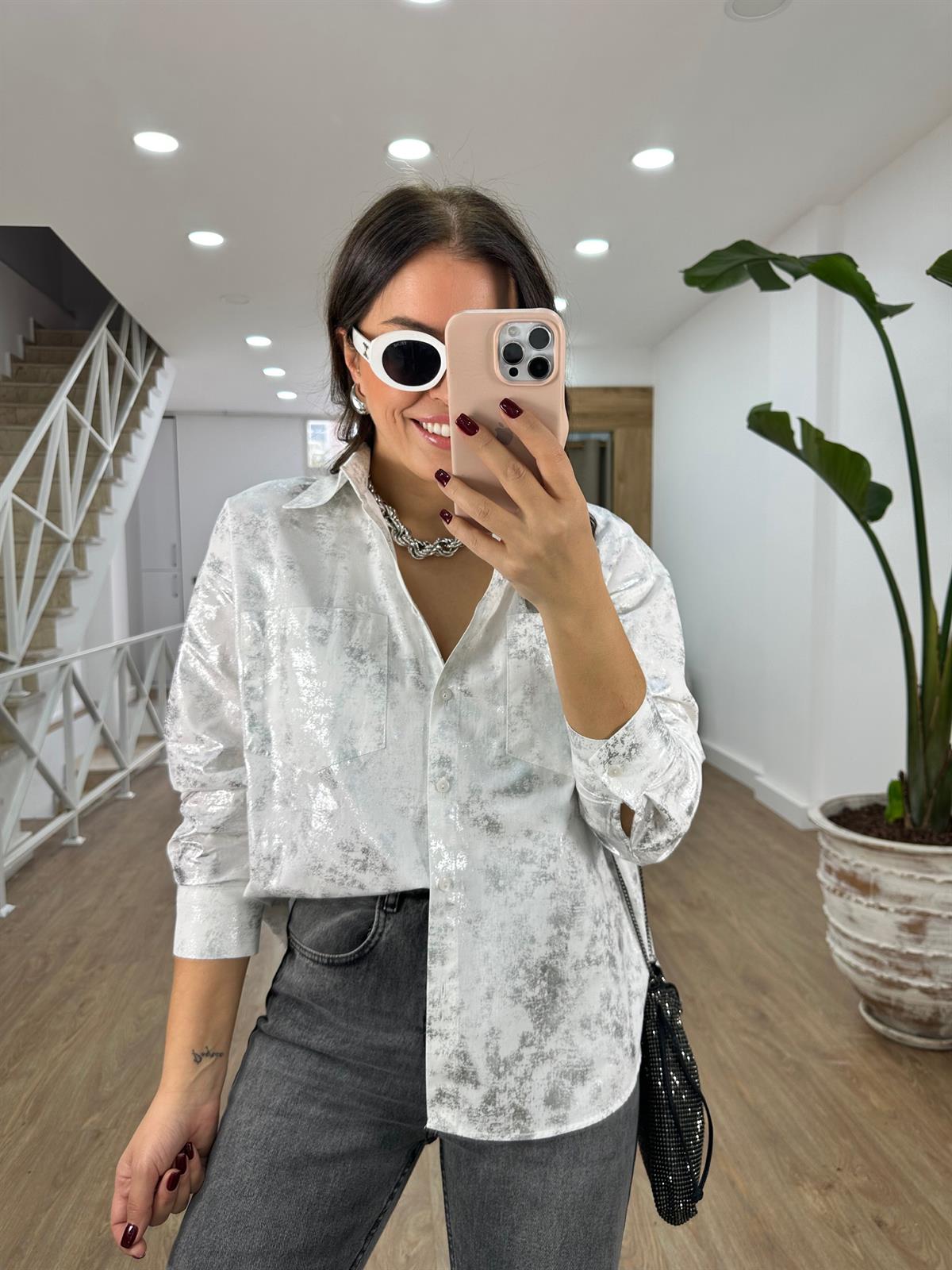 Gümüş Varaklı Salaş Gömlek