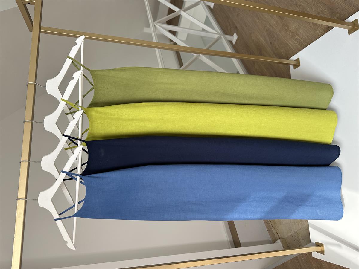 Halter Yaka Beli Kuşaklı Elbise-Olive