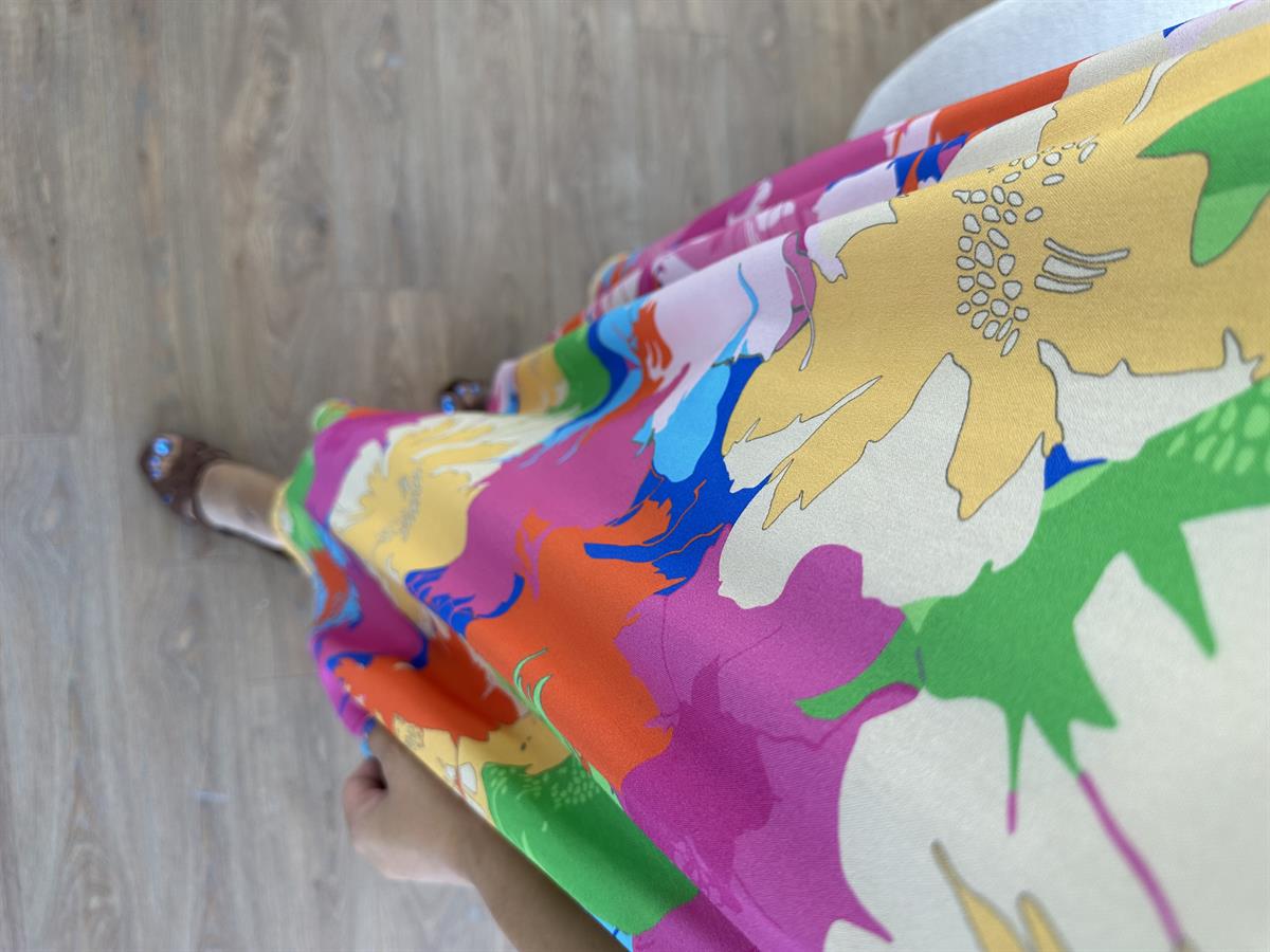 Halter Yaka Çiçekli Salaş Elbise-Pembe