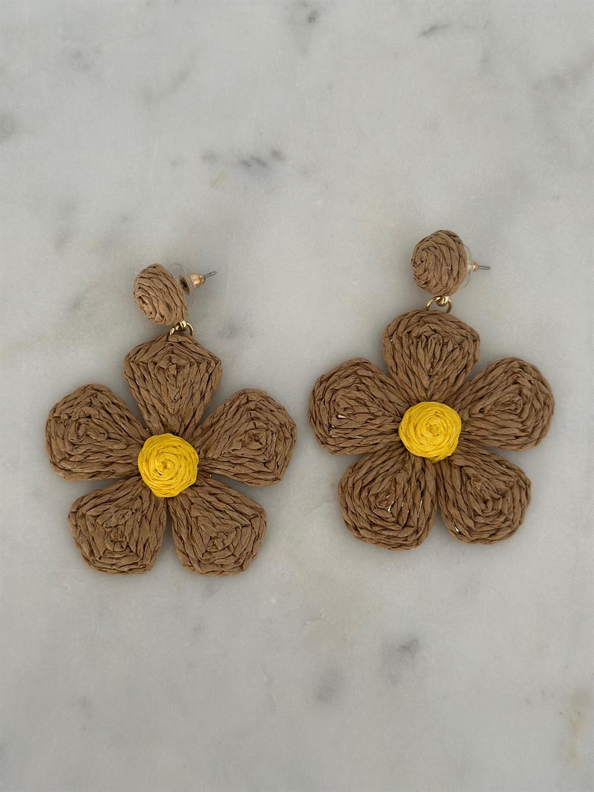 Hasır Tasarım Kahverengi Küpe