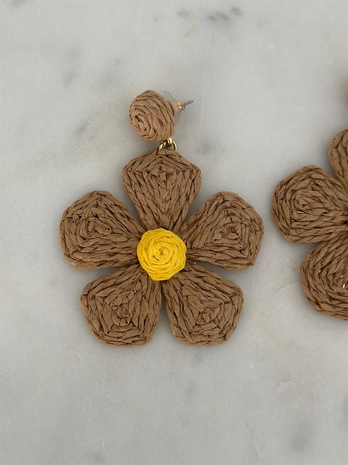 Hasır Tasarım Kahverengi Küpe