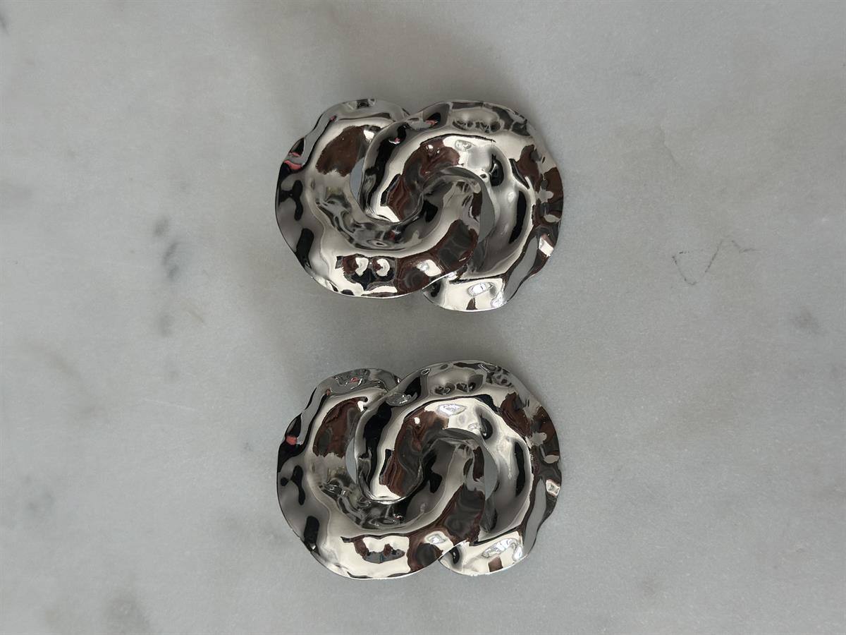 İç İçe Geçme Marka Model Silver Küpe 4cm