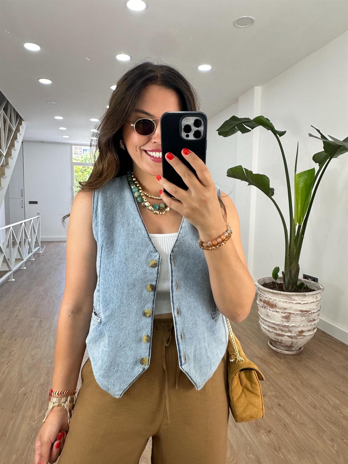 İçerisi Astarlı Denim Yelek