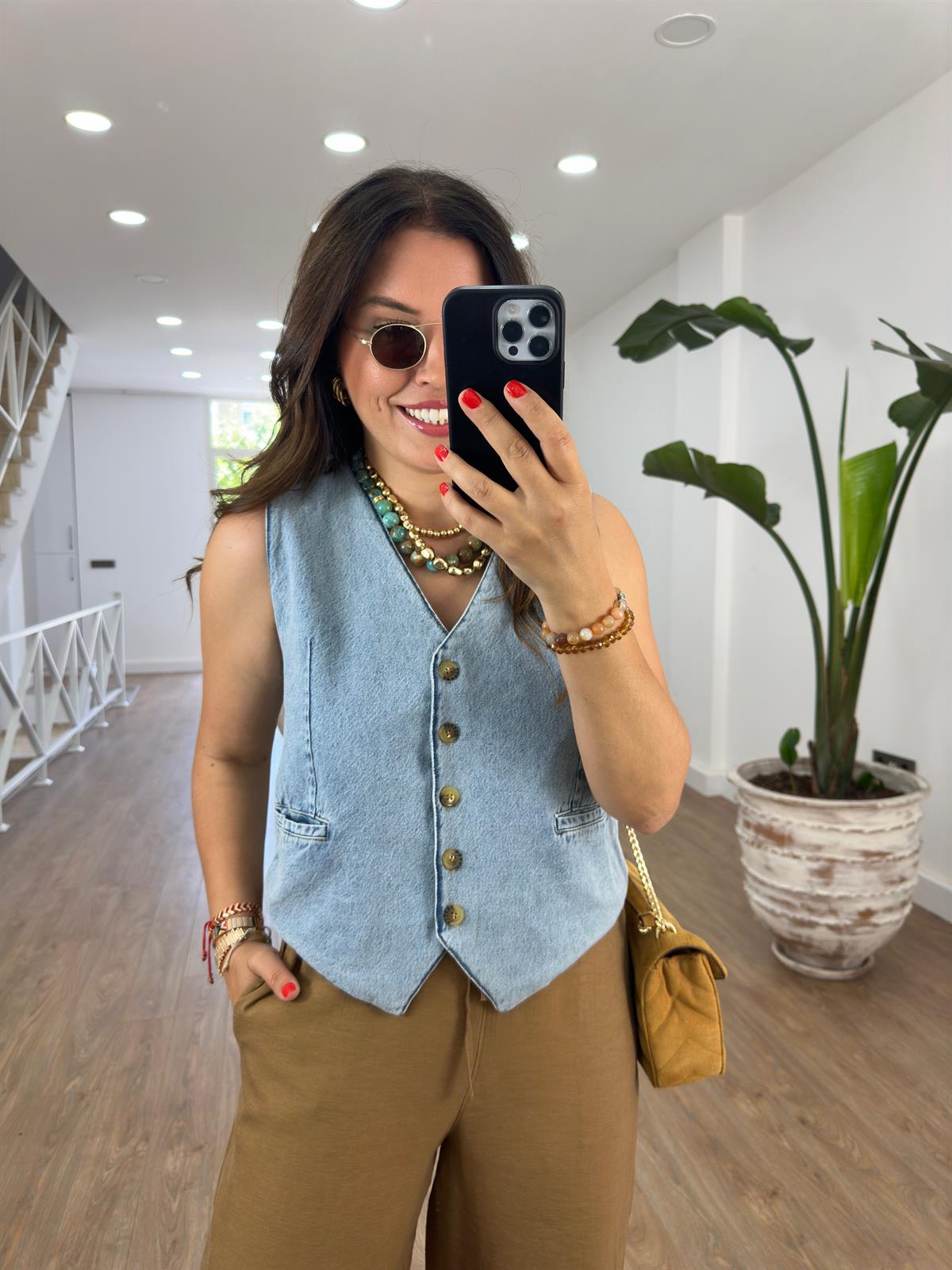 İçerisi Astarlı Denim Yelek