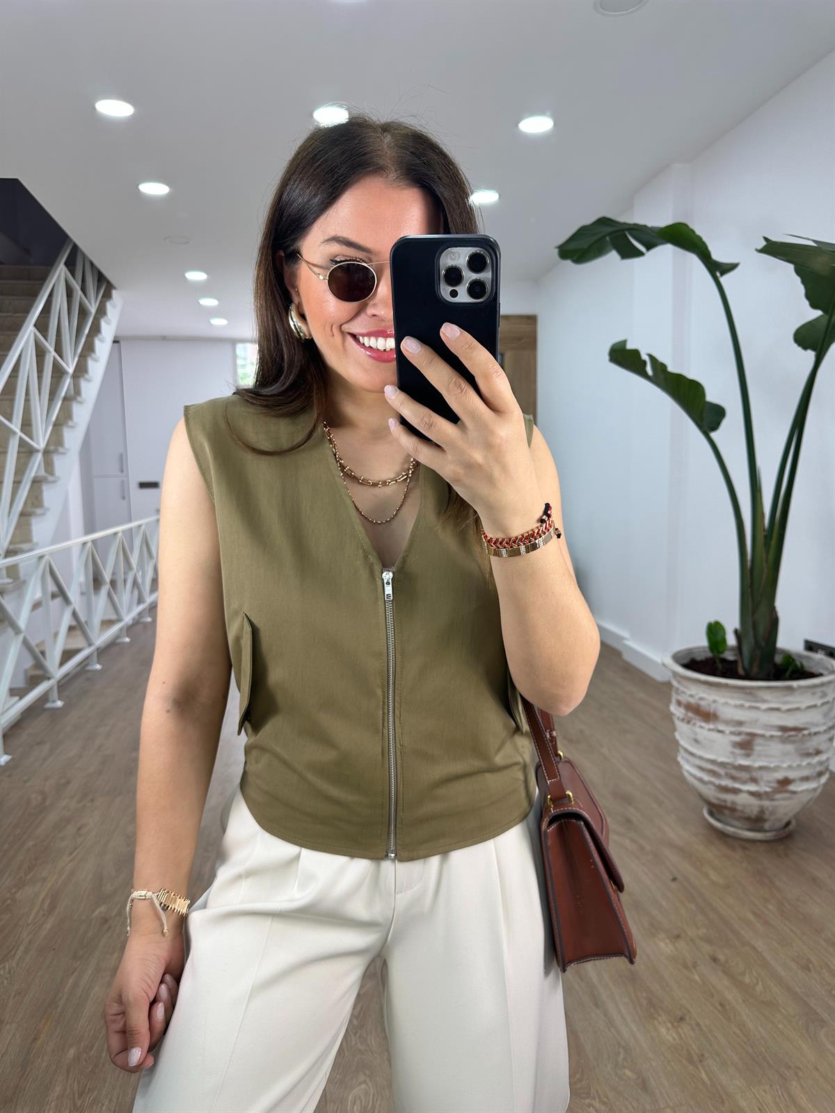 İçerisi Astarlı Kapak Cepli Yelek-Haki