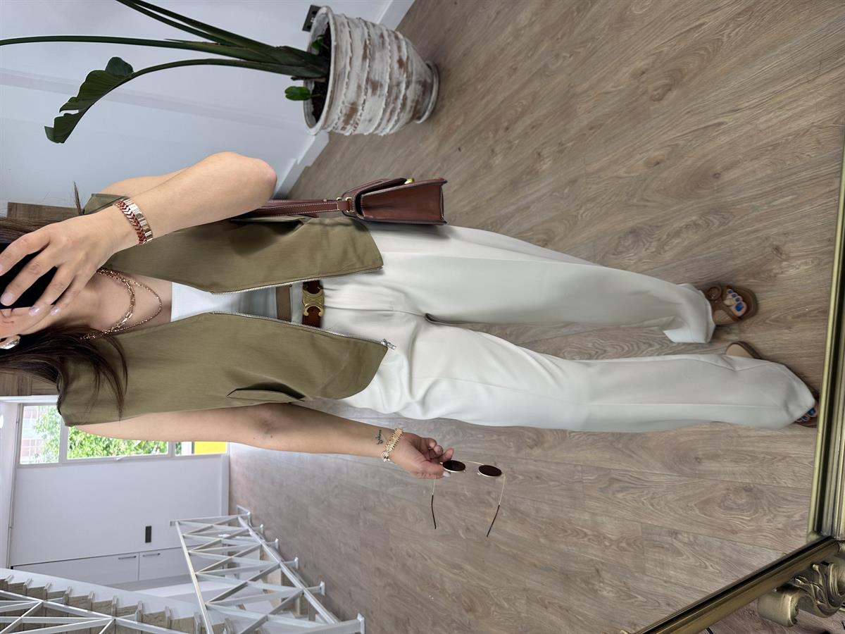 İçerisi Astarlı Kapak Cepli Yelek-Haki