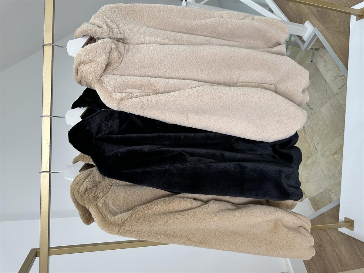 İçerisi Astarlı Kapüşonlu Kürk-Camel