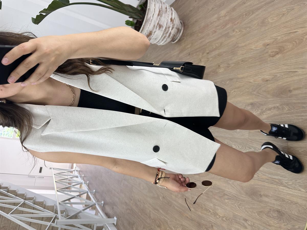 İçerisi Astarlı Keten Yelek-Taş