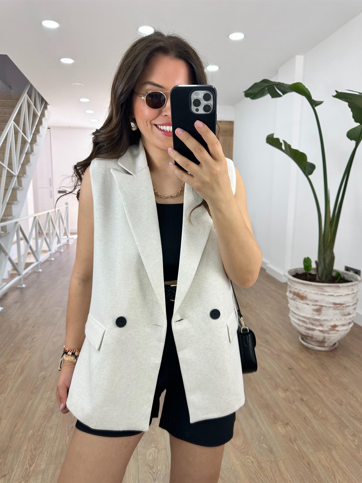 İçerisi Astarlı Keten Yelek-Taş