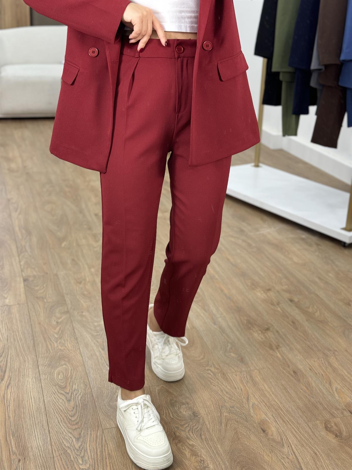 İçerisi Astarlı Pantolon Ceket Takım - Bordo