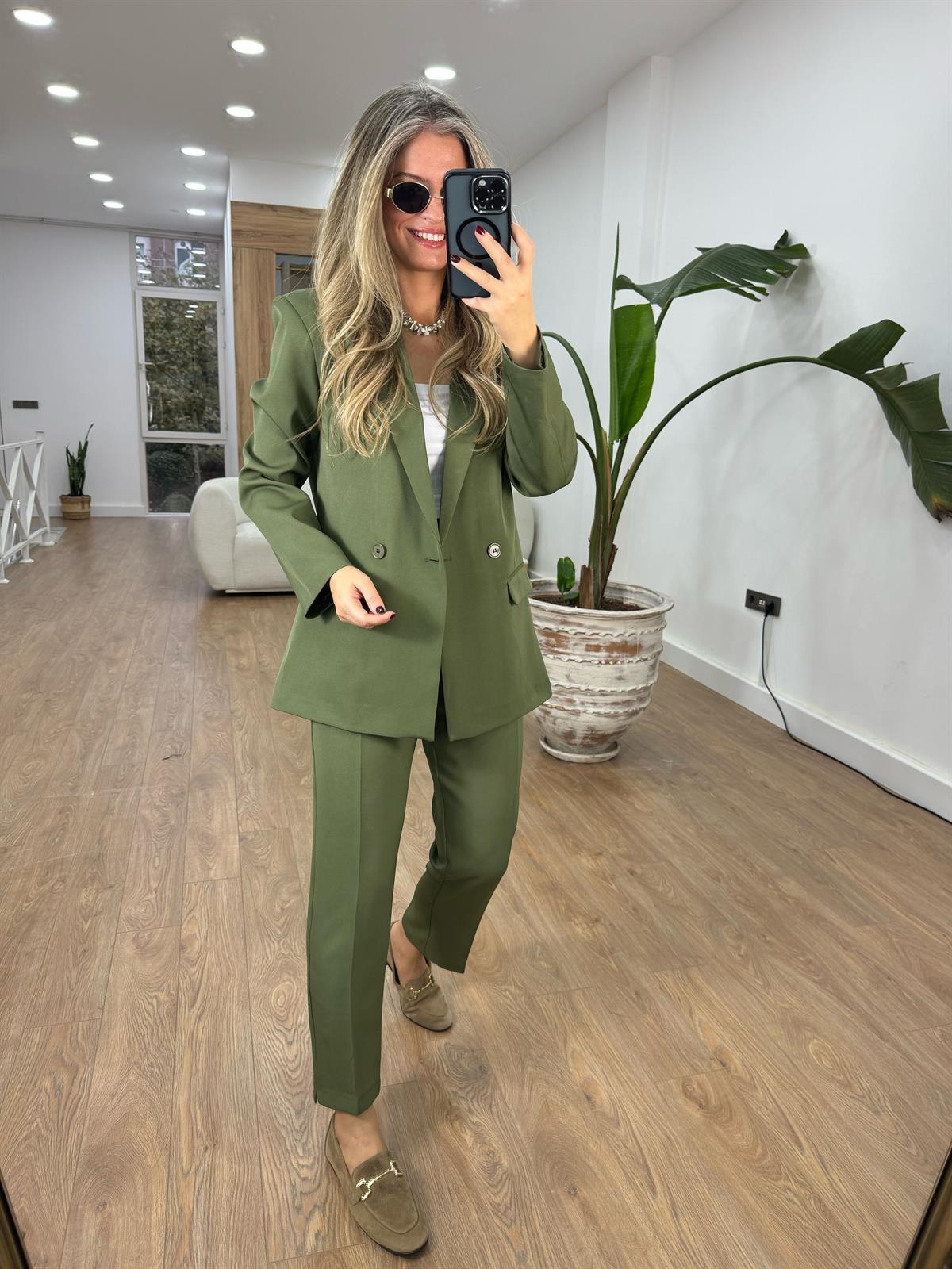 İçerisi Astarlı Pantolon Ceket Takım - Haki