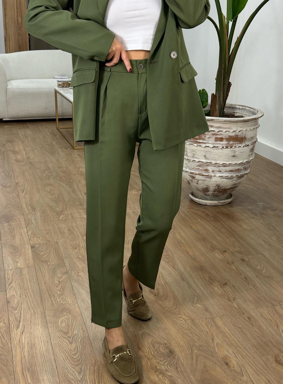 İçerisi Astarlı Pantolon Ceket Takım - Haki