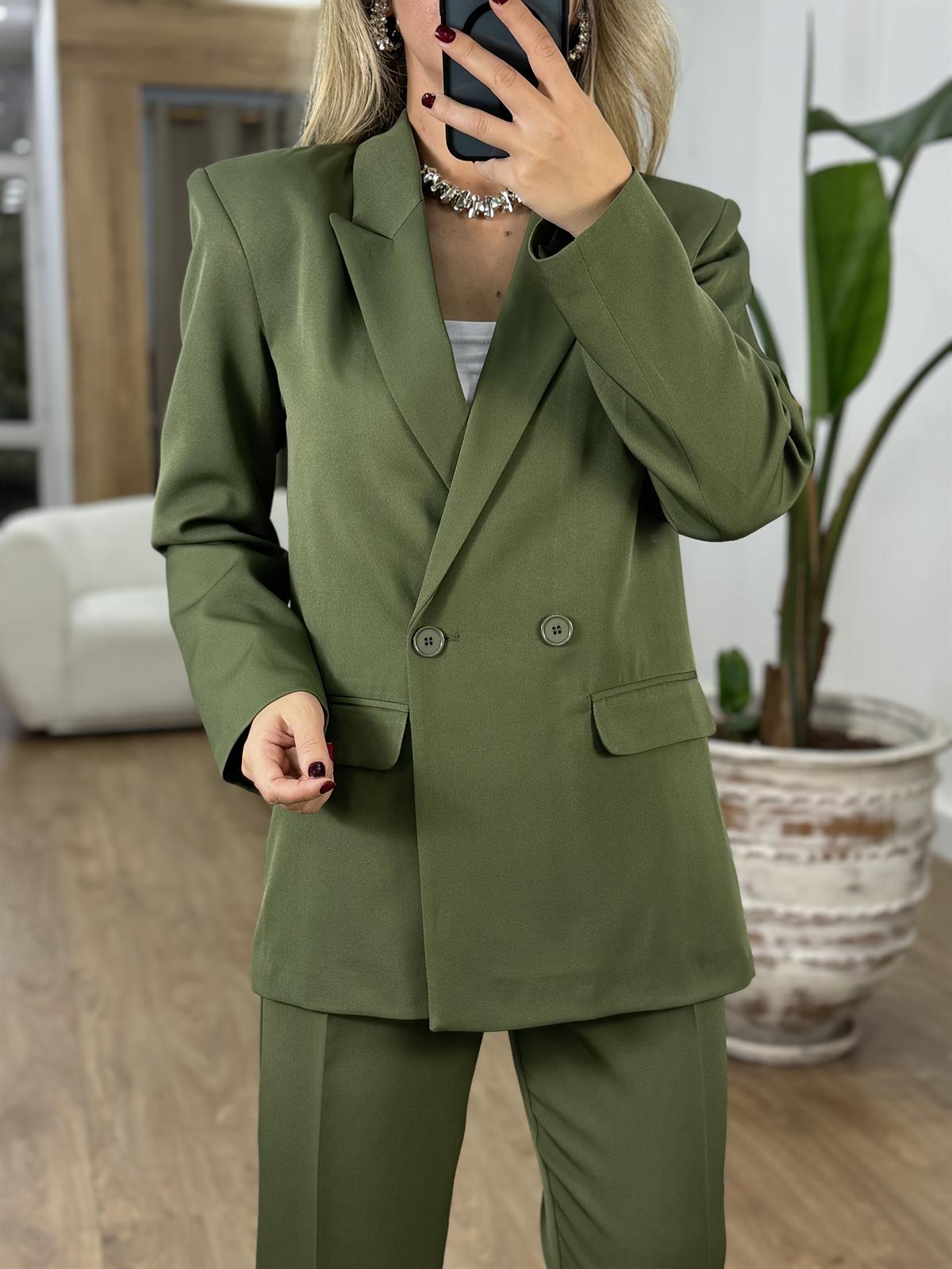 İçerisi Astarlı Pantolon Ceket Takım - Haki