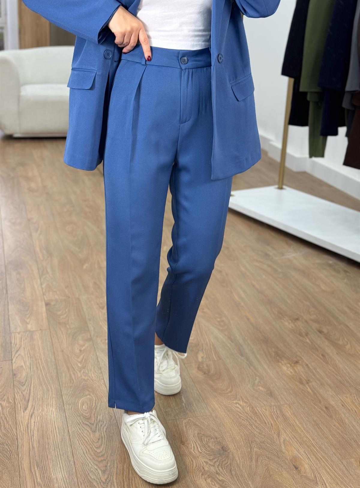 İçerisi Astarlı Pantolon Ceket Takım - Mavi