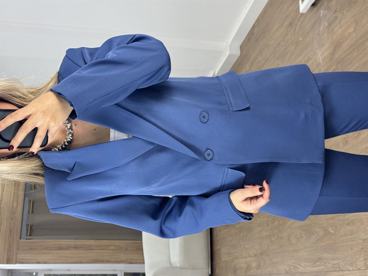 İçerisi Astarlı Pantolon Ceket Takım - Mavi