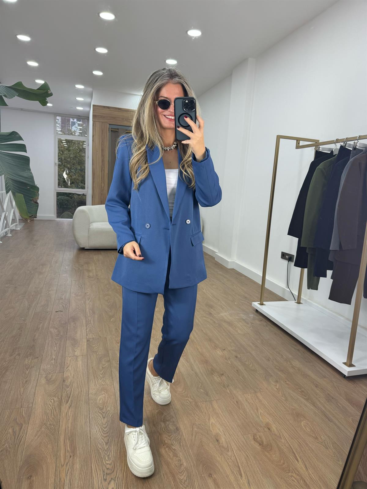 İçerisi Astarlı Pantolon Ceket Takım - Mavi