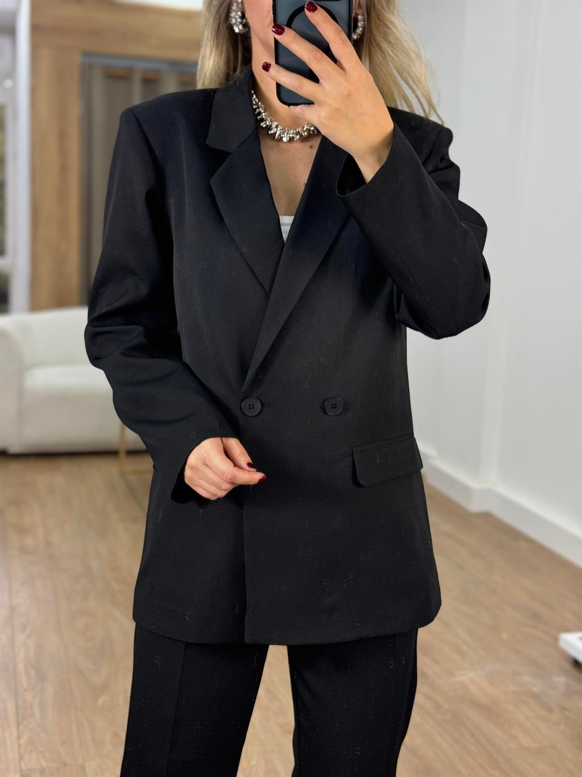 İçerisi Astarlı Pantolon Ceket Takım - Siyah